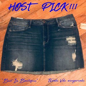 American Rag Dark Wash Distressed Denim Skirt NWT